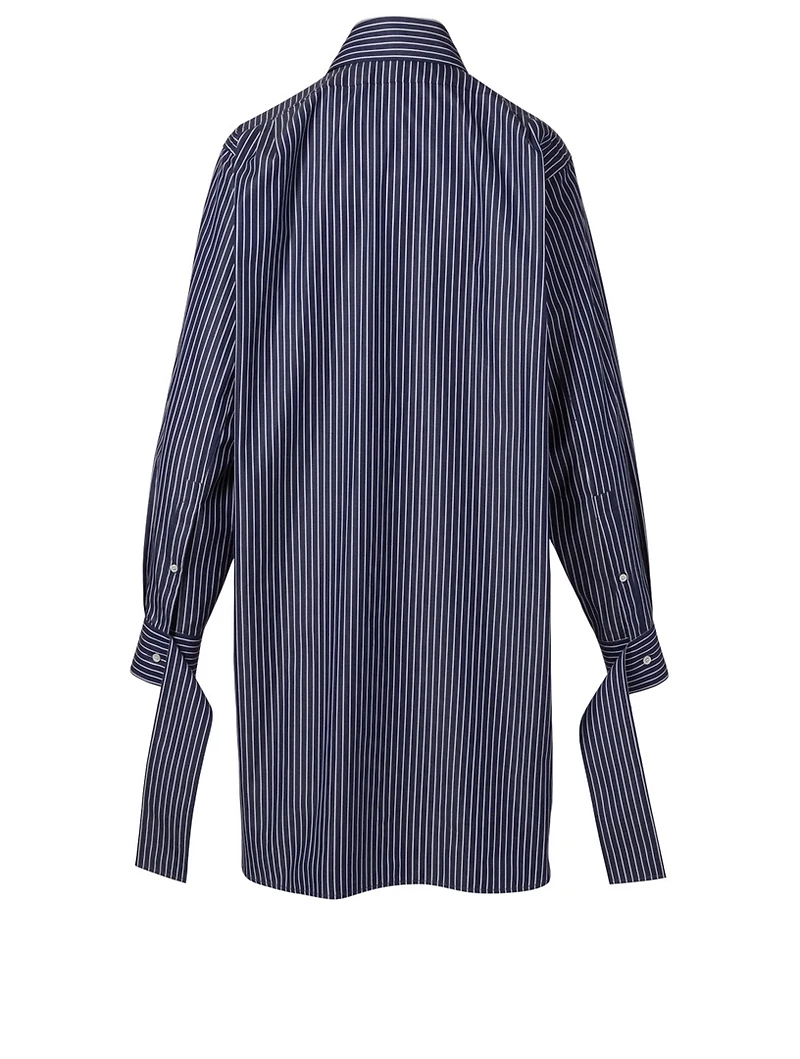 Oversized Button-Up Strap Shirt Stripe