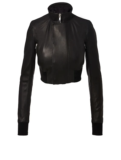 Glitter Egon Leather Cropped Jacket