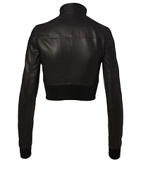 Glitter Egon Leather Cropped Jacket