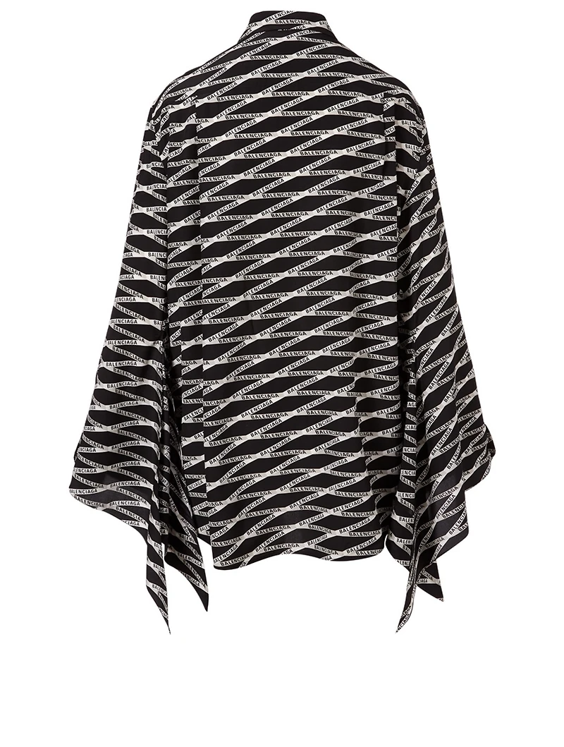 Silk Button-Down Shirt Monogram Print
