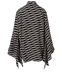 Silk Button-Down Shirt Monogram Print
