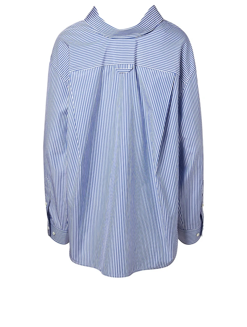 Poplin Swing Collar Button-Down Shirt Stripe