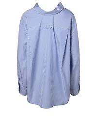 Poplin Swing Collar Button-Down Shirt Stripe