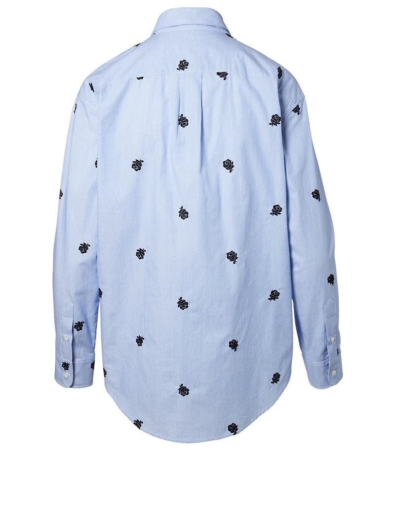 Button-Up Shirt Roses Stripe