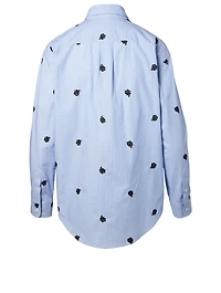 Button-Up Shirt Roses Stripe