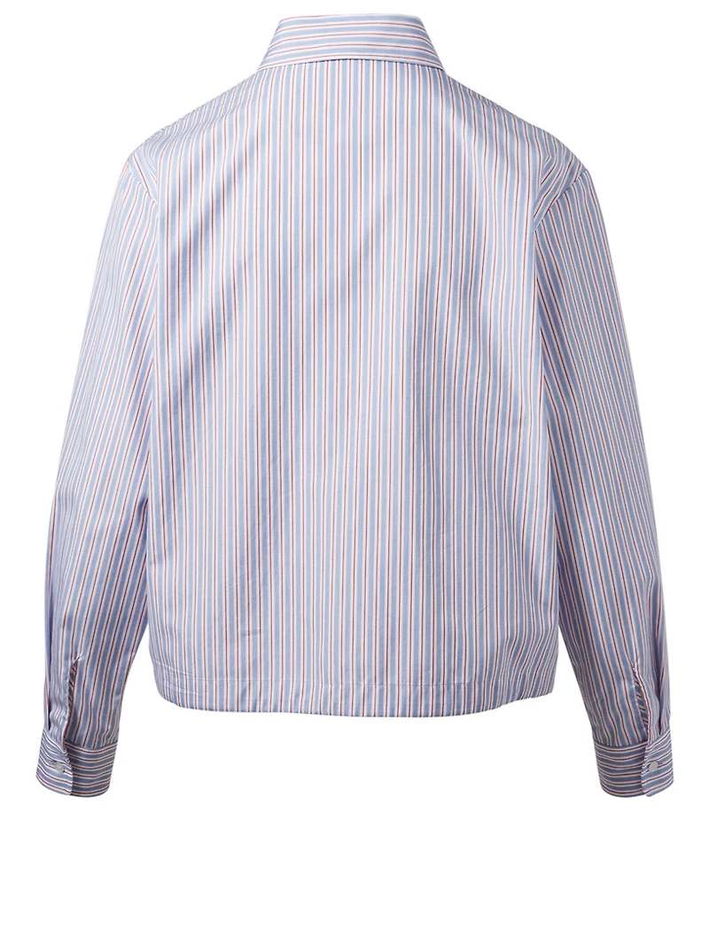 Tiger Button-Up Drawstring Shirt Stripe