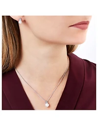 18K White Gold Necklace With Pearl And Diamonds