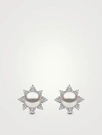 18K White Gold Earrings With Pearls And Diamonds