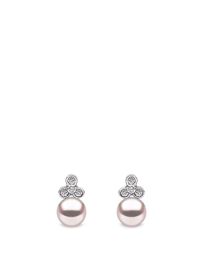 18K White Gold Freshwater Pearl And Diamond Earrings