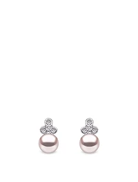 18K White Gold Freshwater Pearl And Diamond Earrings