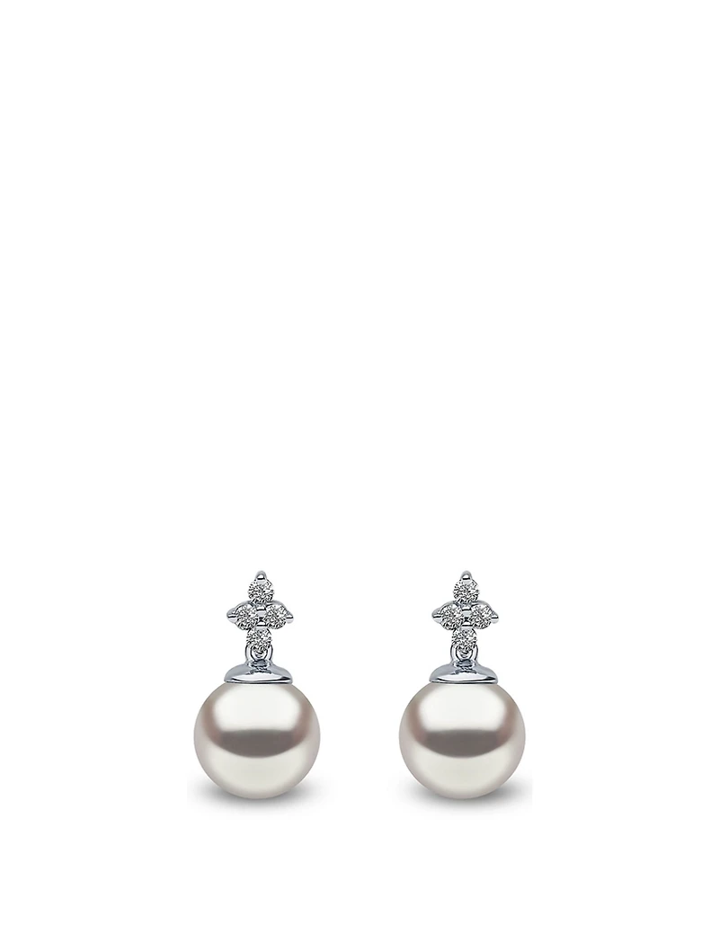 18K White Gold Earrings With Pearls And Diamonds