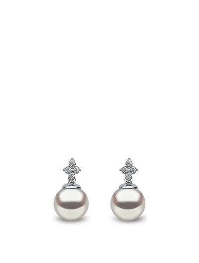 18K White Gold Earrings With Pearls And Diamonds