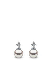 18K White Gold Earrings With Pearls And Diamonds
