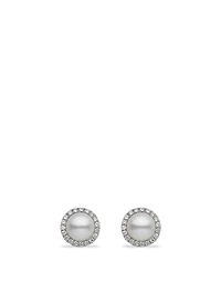 18K White Gold Pearl Earrings With Diamonds