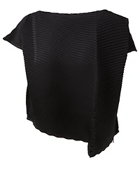 Arrow Pleats Draped Short-Sleeve Blouse