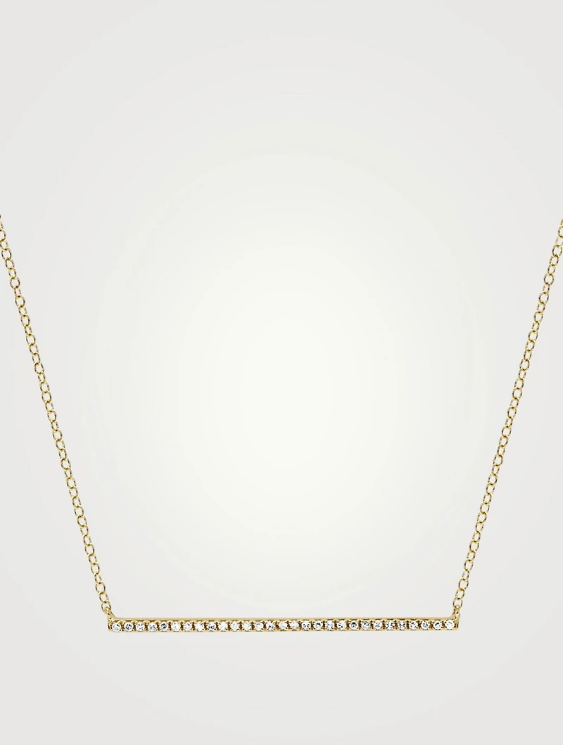 14K Gold Bar Necklace With Diamonds
