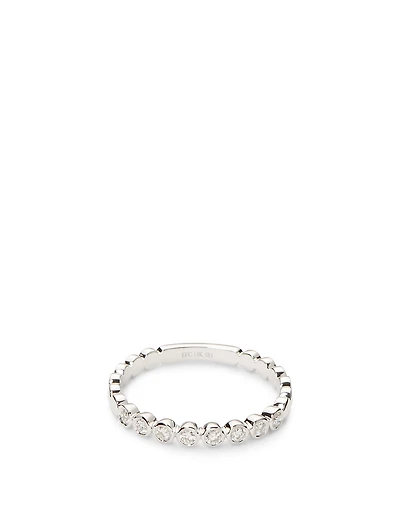 14K White Gold Bezel Ring With Diamonds