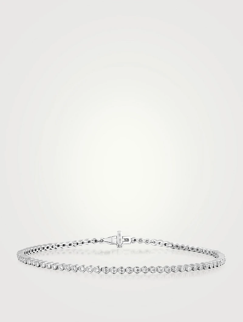 14K White Gold Diamond Bezel Eternity Bracelet