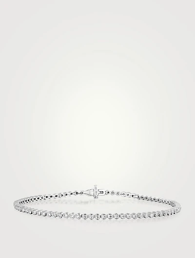 14K White Gold Diamond Bezel Eternity Bracelet