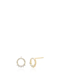 14K Gold Open Circle Earrings With Diamonds