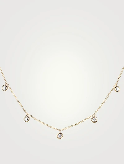 14K Gold Choker Necklace With Diamonds
