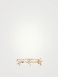 14K Gold Triple Star Ring With Diamonds