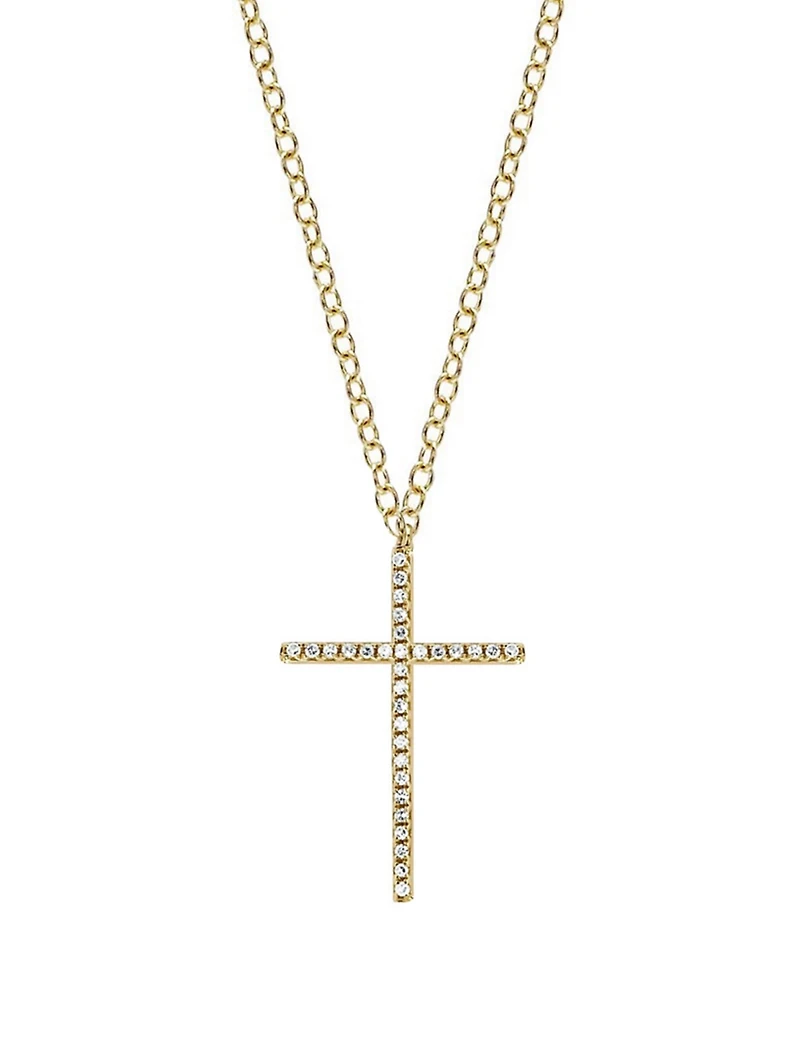 14K Gold Cross Necklace With Diamonds