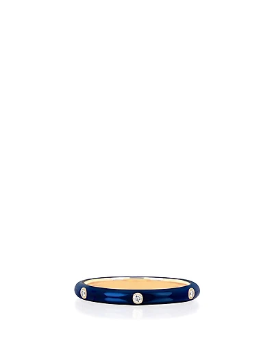 14K Gold Enamel Ring With Diamonds