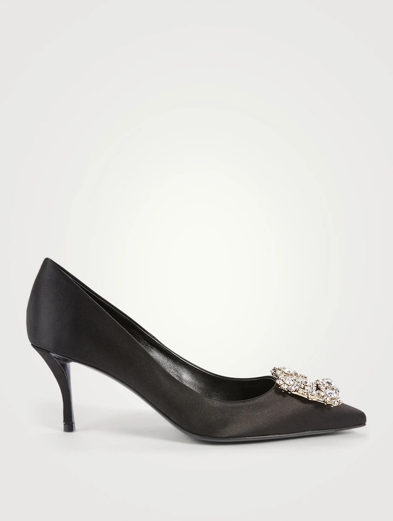 Flower Strass Satin Pumps