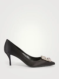 Flower Strass Satin Pumps
