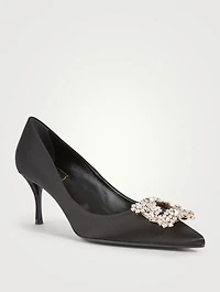 Flower Strass Satin Pumps