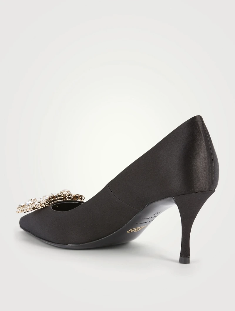 Flower Strass Satin Pumps