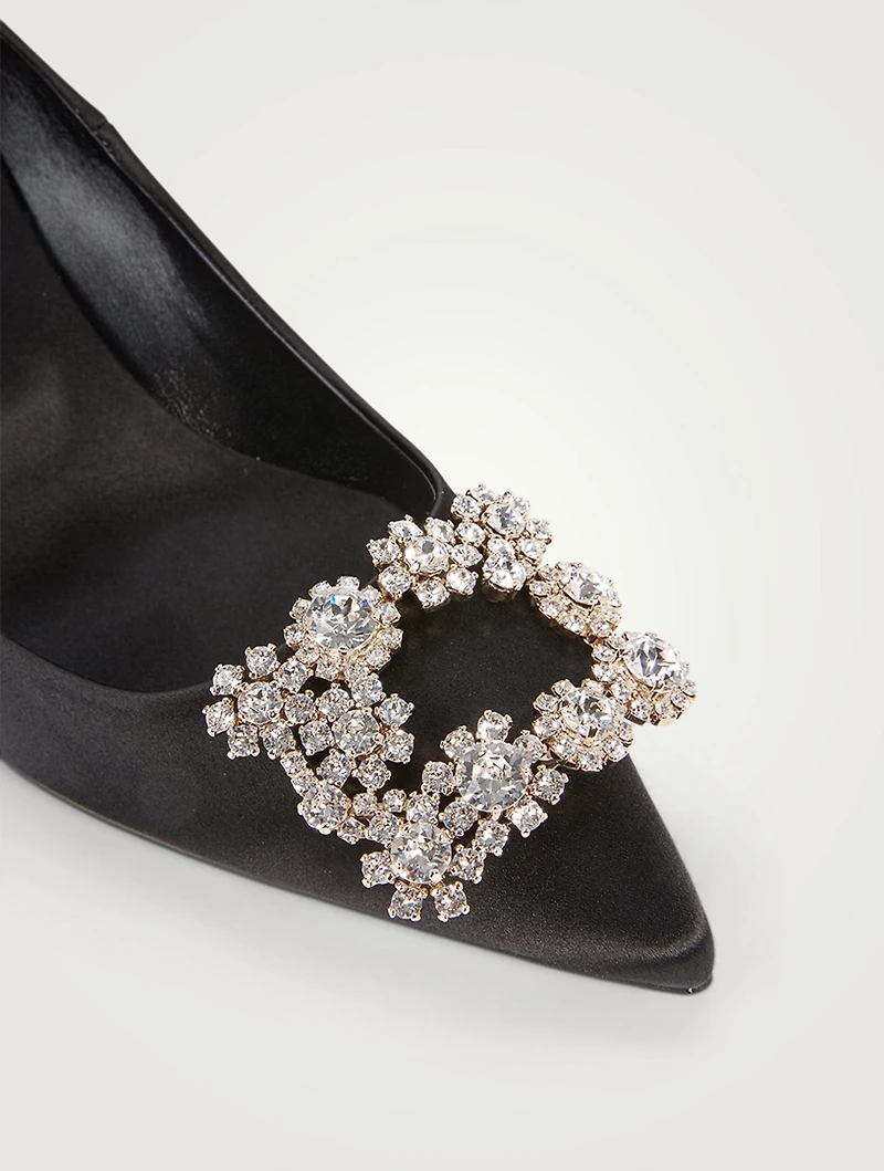 Flower Strass Satin Pumps