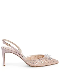 Kristella Lace Slingback Pumps With Crystals