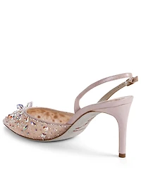 Kristella Lace Slingback Pumps With Crystals
