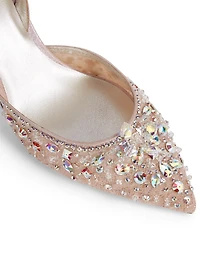 Kristella Lace Slingback Pumps With Crystals