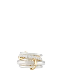 Luna 18K Gold And Silver Linked Ring With Diamonds