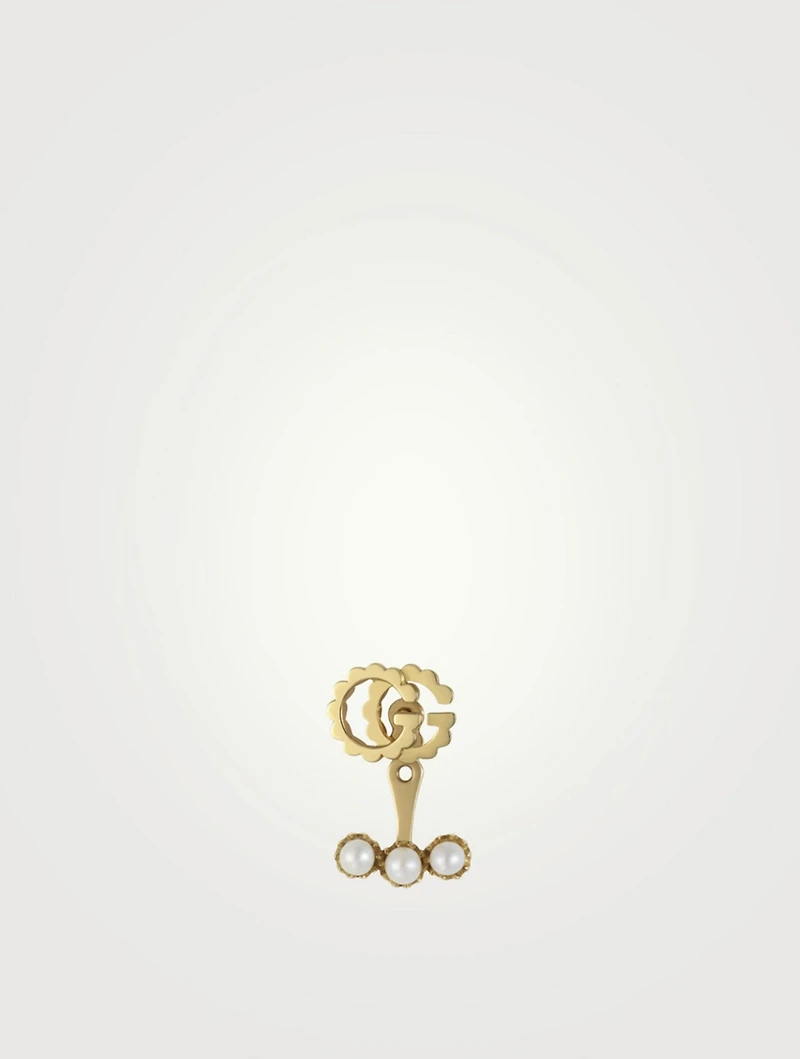 GG Running 18K Gold Single Earring With White Pearls