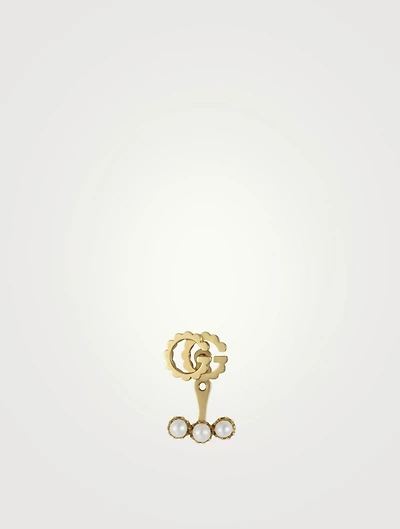 GG Running 18K Gold Single Earring With White Pearls