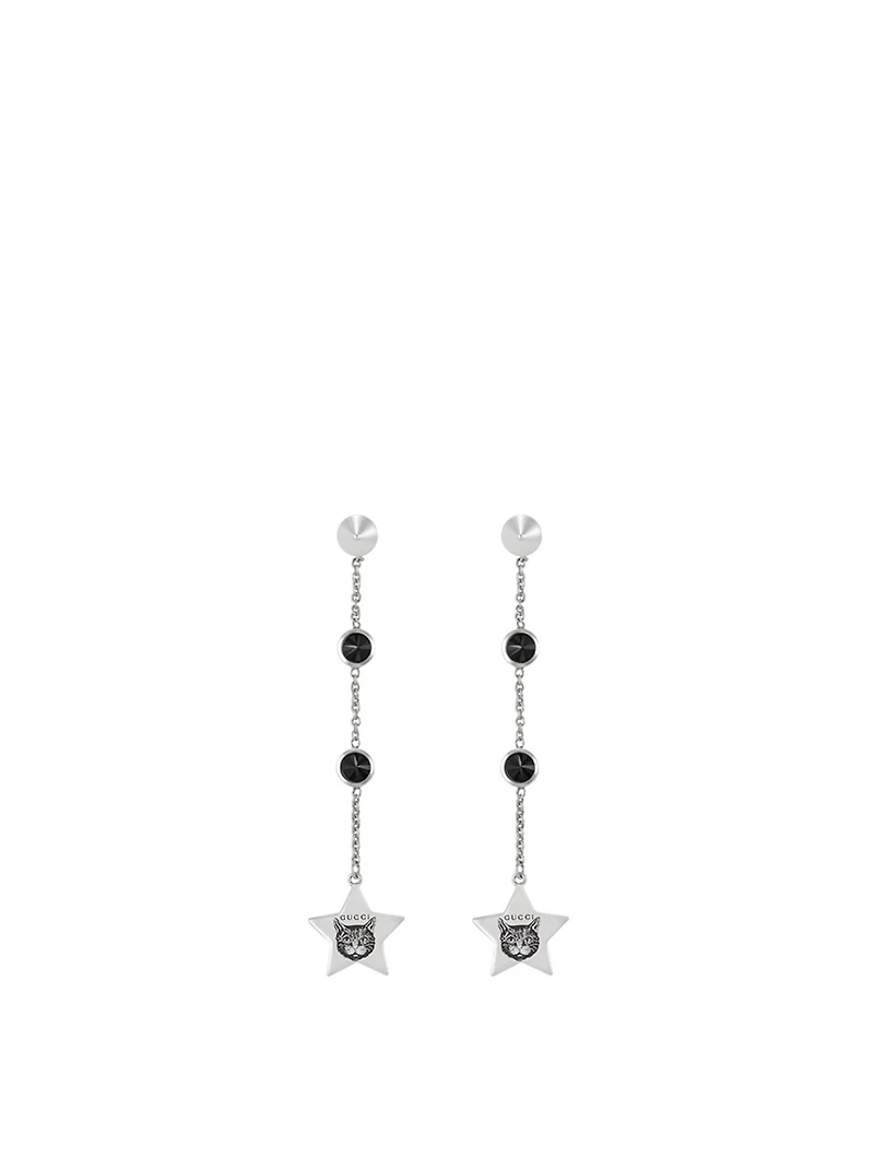 Blind For Love Sterling Silver Star Drop Earrings