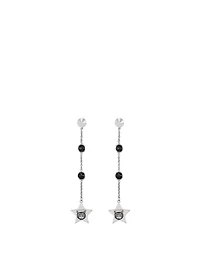 Blind For Love Sterling Silver Star Drop Earrings