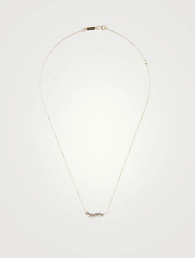 Fireworks Two-Tone 18K Gold Half-Wing Bar Necklace With Diamonds