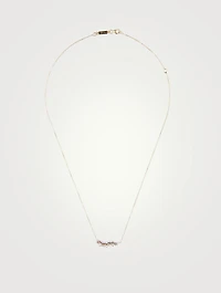 Fireworks Two-Tone 18K Gold Half-Wing Bar Necklace With Diamonds
