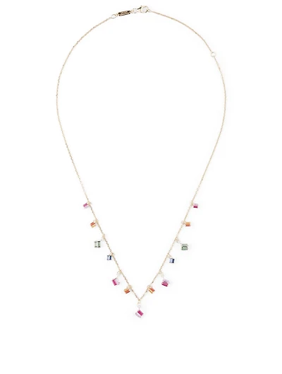 Rainbow Fireworks 18K Gold Shaker Necklace With Mixed Sapphires And Diamonds