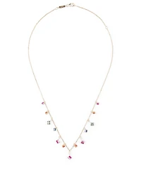 Rainbow Fireworks 18K Gold Shaker Necklace With Mixed Sapphires And Diamonds