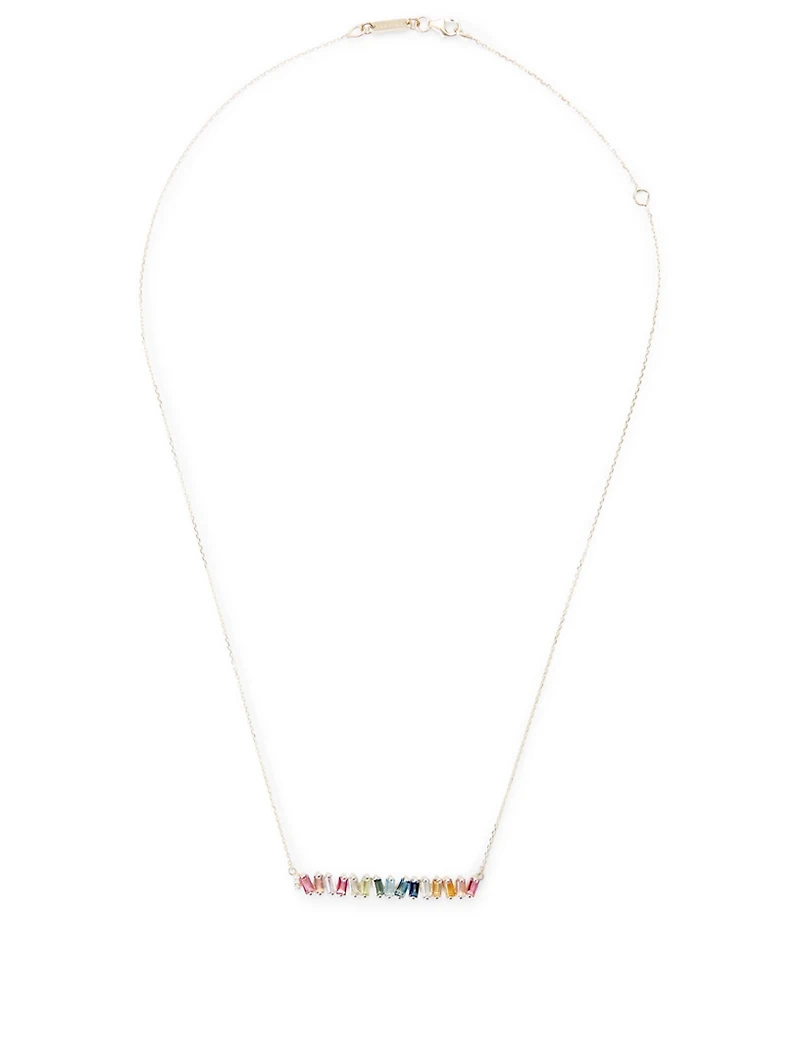 "One Of A Kind" 14K Gold Rainbow Bar Necklace With Diamonds