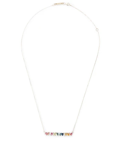 "One Of A Kind" 14K Gold Rainbow Bar Necklace With Diamonds
