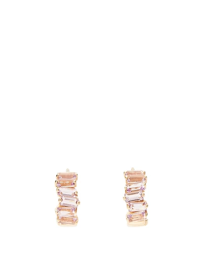 Small Harmony 14K Gold Huggie Hoop Earrings With Rose De France
