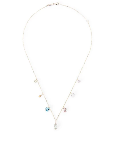 14K Gold Dangle Drops Necklace With Diamonds