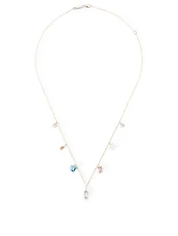 14K Gold Dangle Drops Necklace With Diamonds